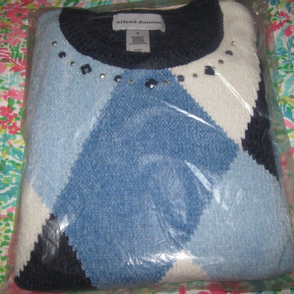 NWT Small Alfred Dunner Denim Blue Chenille Sweater - Picture 1 of 6